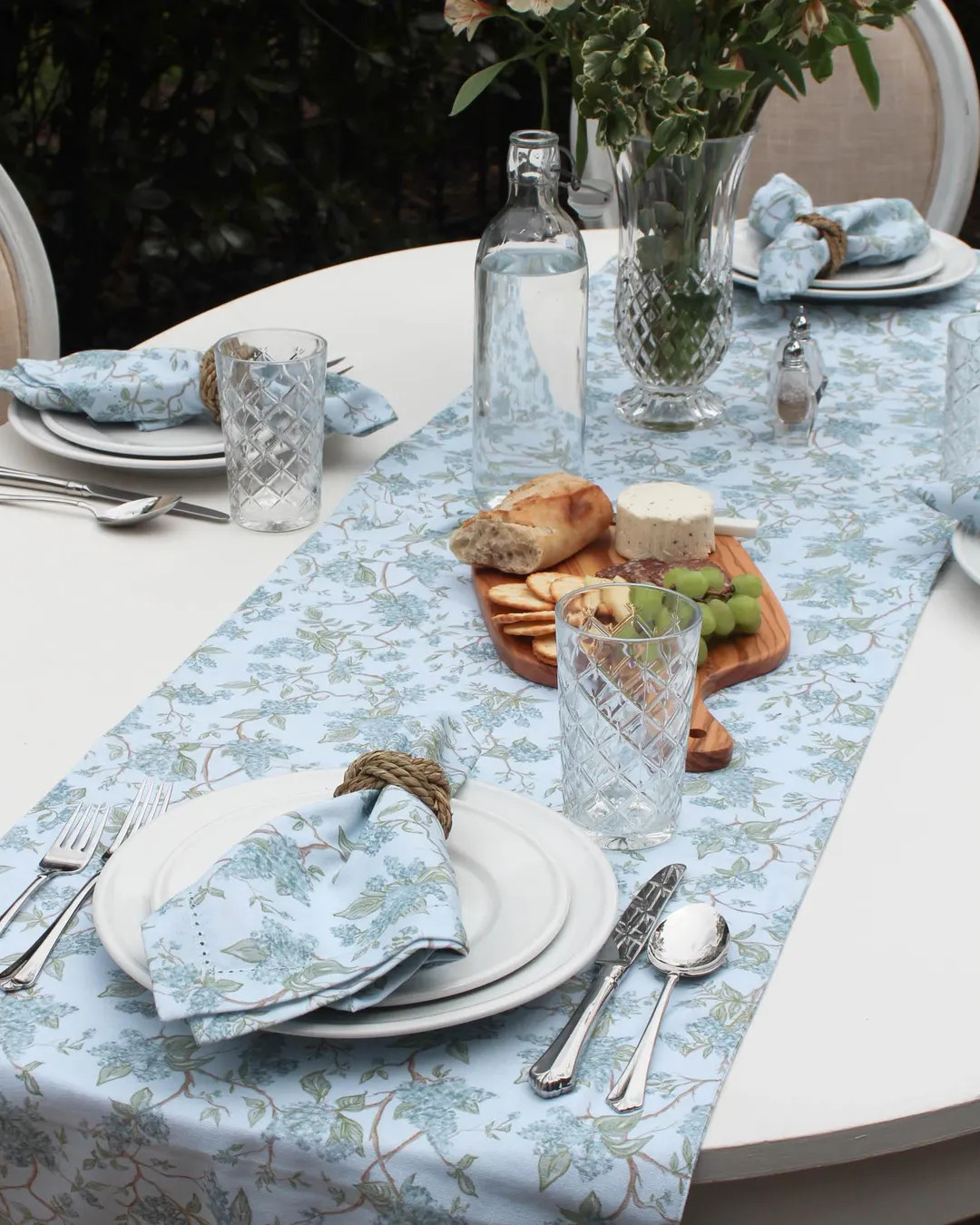 Blue Floral Linen Table Runner, Wedding, Farmhouse, Holiday Decor | Etsy (US)