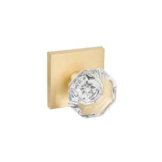 DELANEY HARDWARE Crystal Satin Gold Bed/Bath Door Knob with Square Rosette BV925-724 - The Home D... | The Home Depot