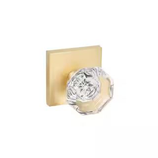 DELANEY HARDWARE Crystal Satin Gold Bed/Bath Door Knob with Square Rosette BV925-724 - The Home D... | The Home Depot