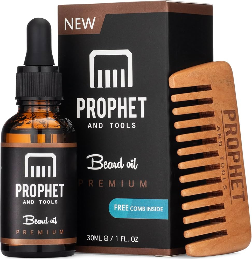 Prophet and Tools Premium Unscented Beard Oil & Comb Set - Thickens and Softens Beard, Relieves I... | Amazon (US)