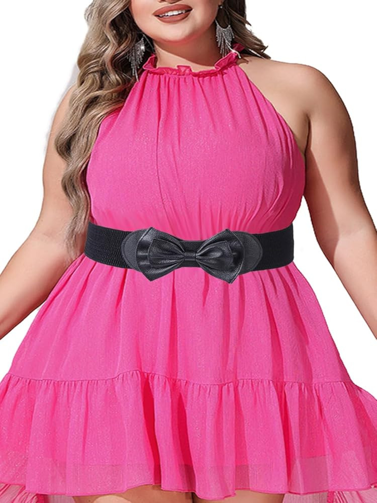 Abien Womens Stretchy Belt Wide Elastic Belts Bow Waist Belt Plus Size for Women Dress | Amazon (US)