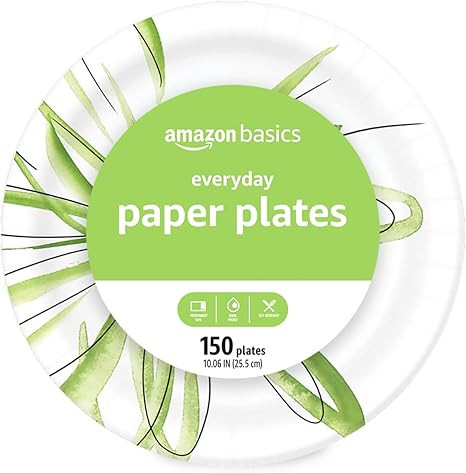 Amazon Basics Everyday Paper Plates, 10 Inch, Disposable, 150 Count | Amazon (US)