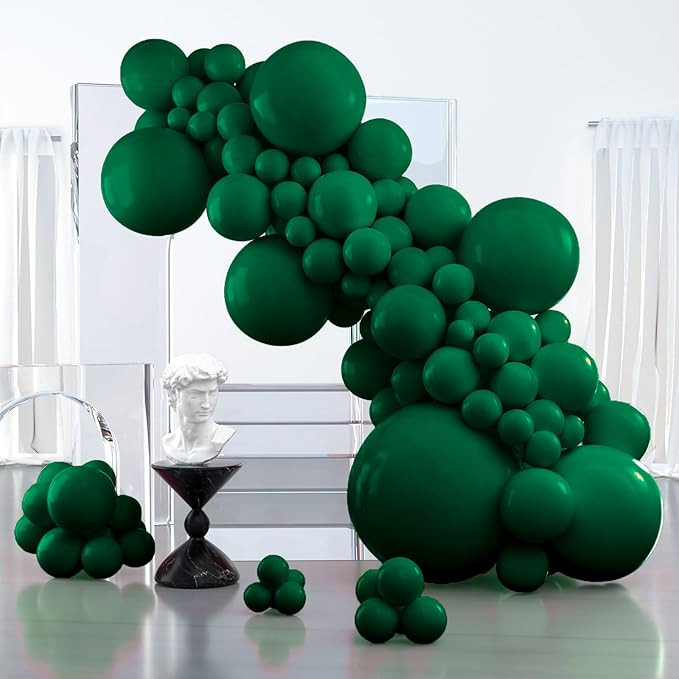 PartyWoo Hunter Green Balloons, 127 pcs Dark Green Balloons Different Sizes Pack of 36 Inch 18 In... | Amazon (US)