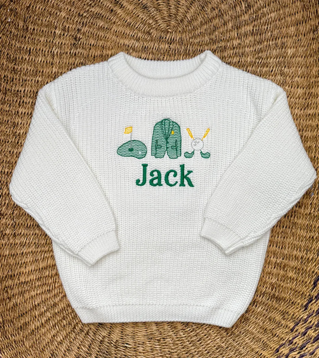 Boys Embroidered Golf Sweater: Personalized Green Jacket Pullover - Etsy | Etsy (US)