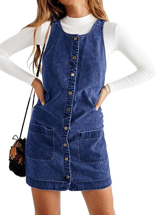 Yousify Womens Casual Sleeveless Denim Overalls Dresses Button Down Summer Jean Mini Dress 2025 T... | Amazon (US)