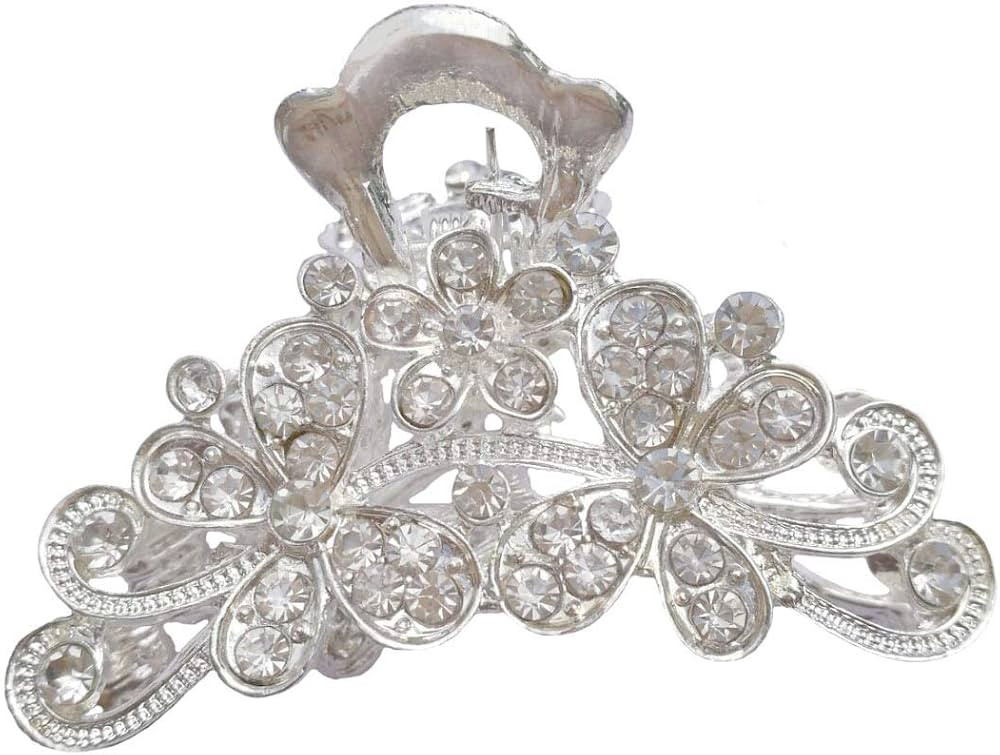 Retro Flowers Hair Claw Clip for Women Lady Vintage Alloy Rhinestone Hair Jaw Clips Hairpin Fancy... | Amazon (US)