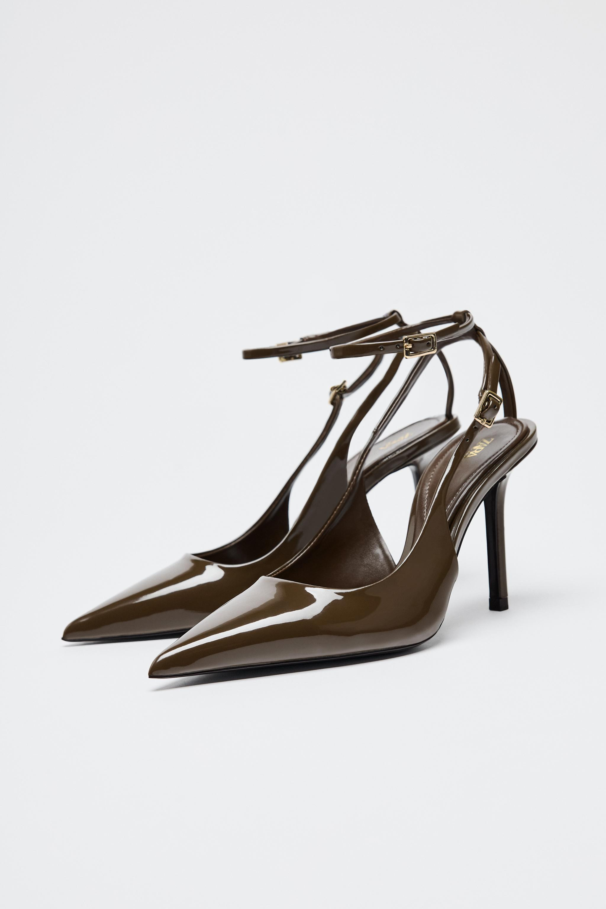 FAUX PATENT SLINGBACK HEELS | Zara UK