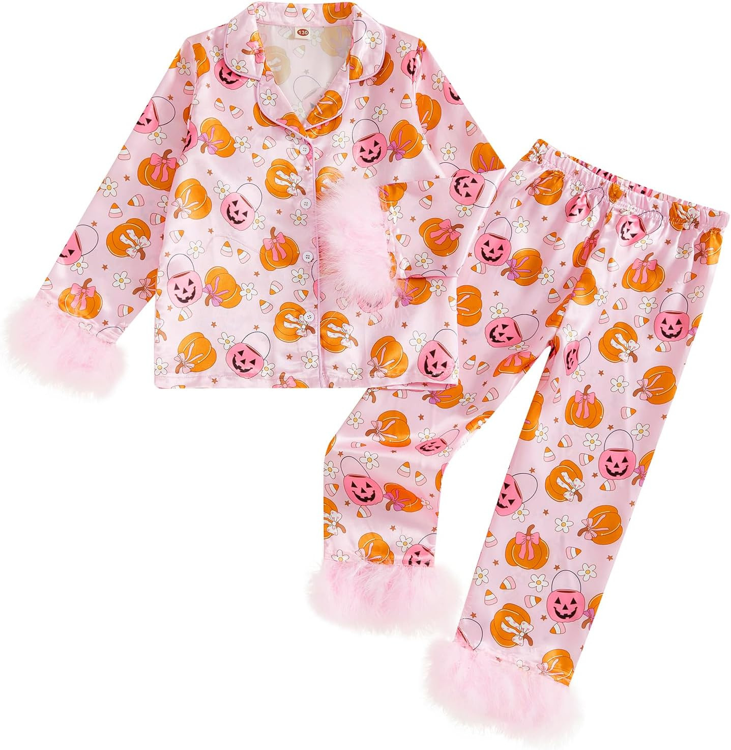 Hekkomird Girls Halloween Pajamas Button Up Shirt Pants Sleepwear | Amazon (US)