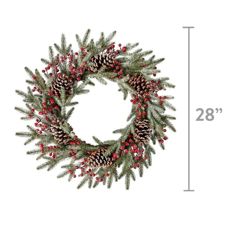 Frosted Christmas Wreath, 28 in, by Holiday Time - Walmart.com | Walmart (US)