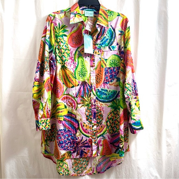 COPY - True Destinations Tropical Fruit Swim Cover Up Shirt/Dress Size Medium | Poshmark