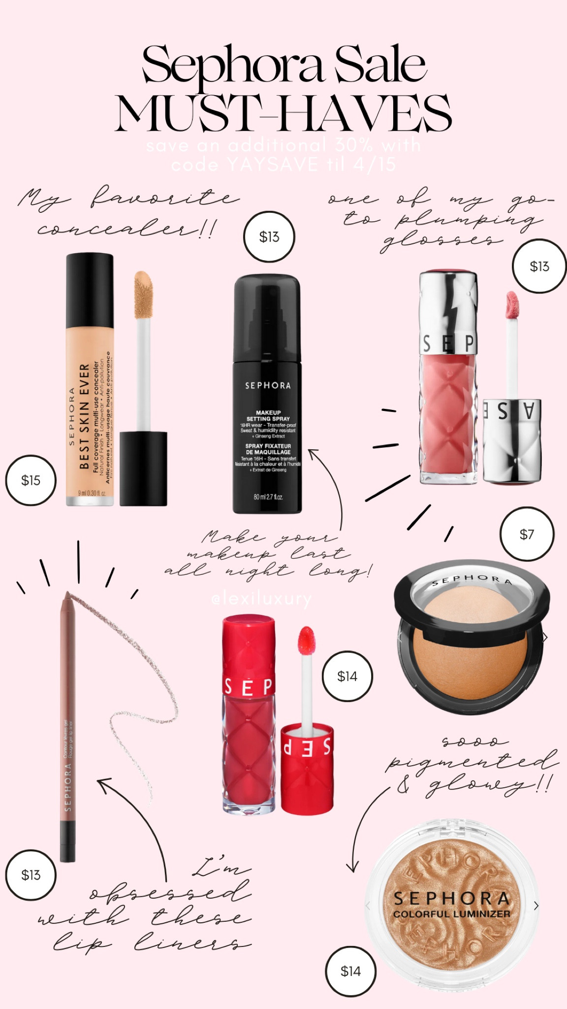 SEPHORA SALE MUST-HAVES (use code YAYSAVE for 30% off through 4/15) 
.
.
.
.
Favorite Sephora products, Sephora spring sale, what to buy at Sephora, Sephora favorites 

#LTKxSephora #LTKbeauty #LTKsalealert