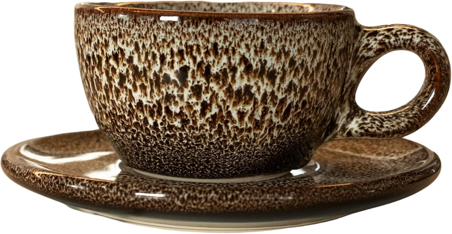 Galena Barista Cup and Saucer Set of 2, 6oz Handmade Ceramic Cappuccino and Latte Art Cups – Pr... | Amazon (US)