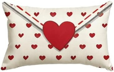 AVOIN colorlife Valentine's Day Envelope Throw Pillow Cover, 12 x 20 Inch Red Heart White Anniver... | Amazon (US)