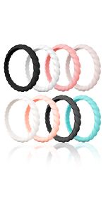 Egnaro Silicone Wedding Ring for Women,Thin and Stackble Braided Rubber Wedding Bands,No-Toxic,Skin  | Amazon (US)