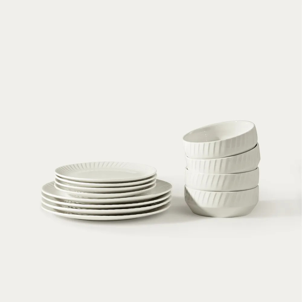 Flute Ceramic Dinnerware (Set of 12) | Hernest