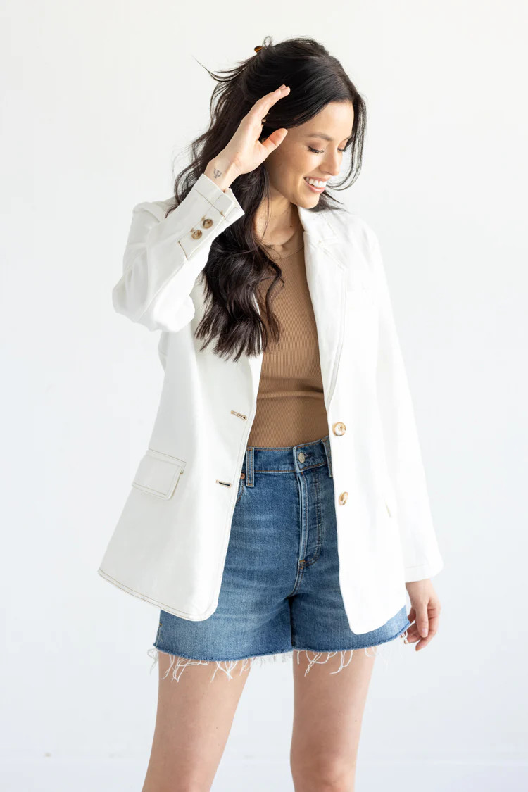 White Denim Blazer | Flea Style