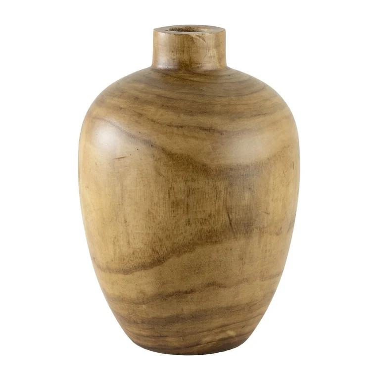 Home Decor Collection Mid-Tone Wood Finish Decorative Indoor Tabletop Vase, 12", Brown | Walmart (US)