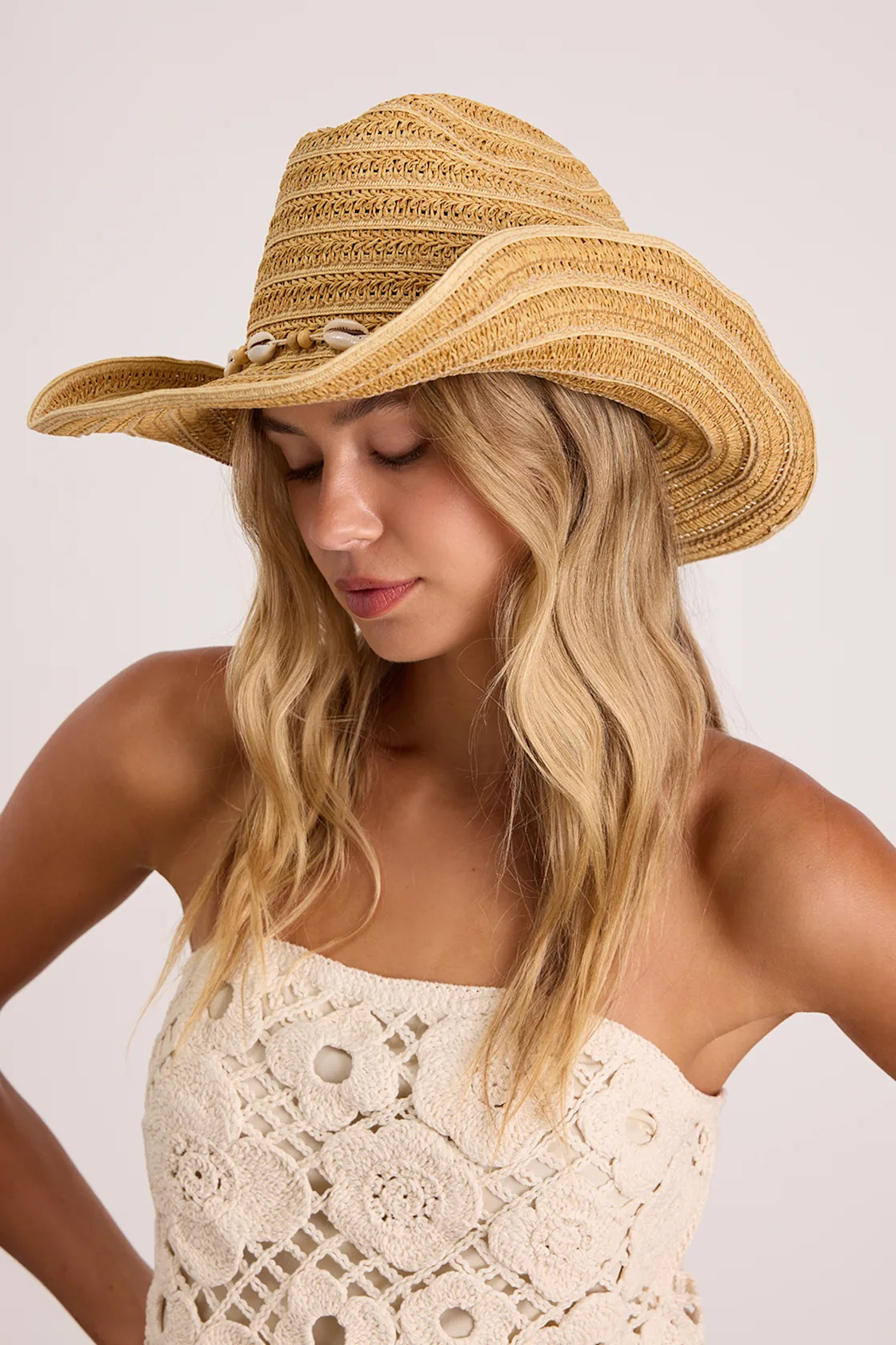 Sundae Natural Stripe Woven Cowboy Hat | Lulus