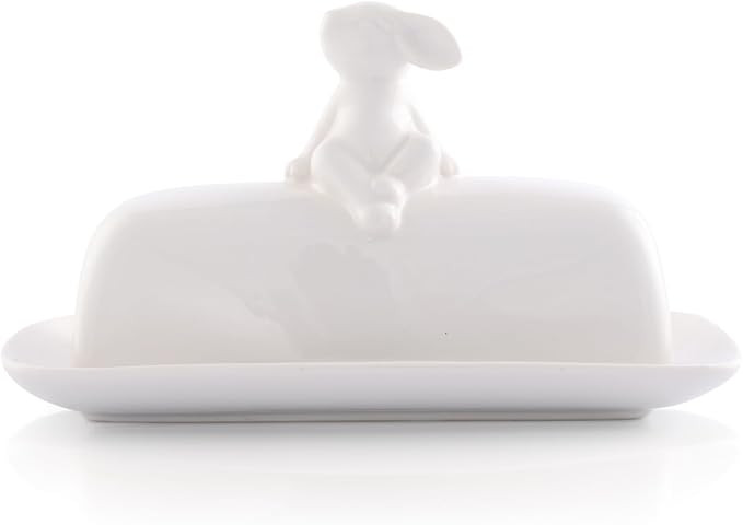 Arthur Court White Stoneware Setting Bunny Butter Dish, Accommodates All Butter Sizes, Durable an... | Amazon (US)
