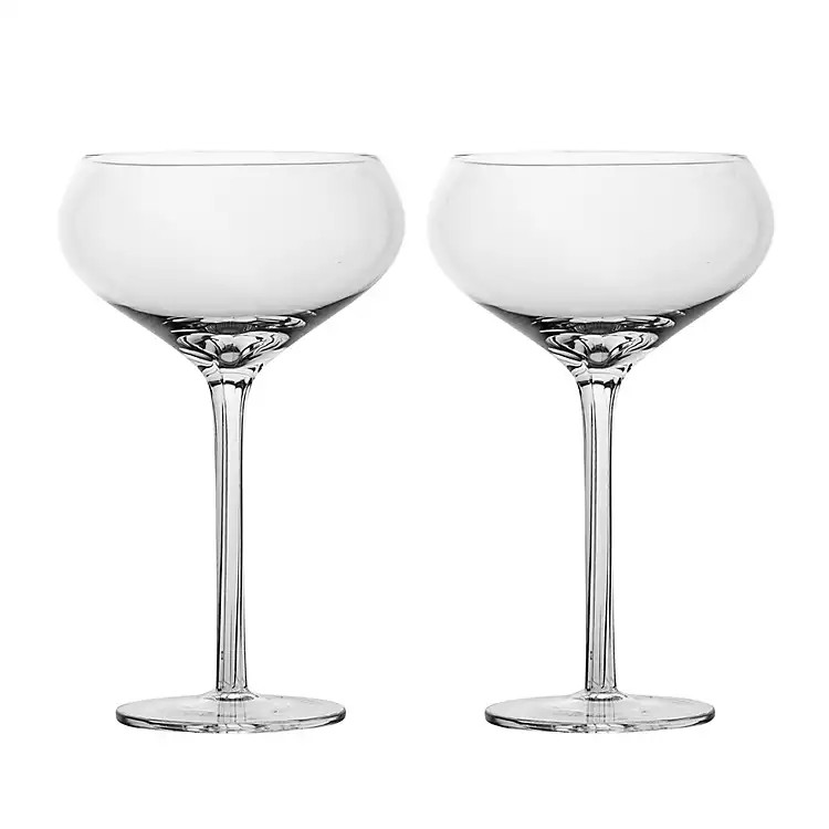 Clear Striped Stem Coupe Glasses, Set of 2 | Kirkland's Home