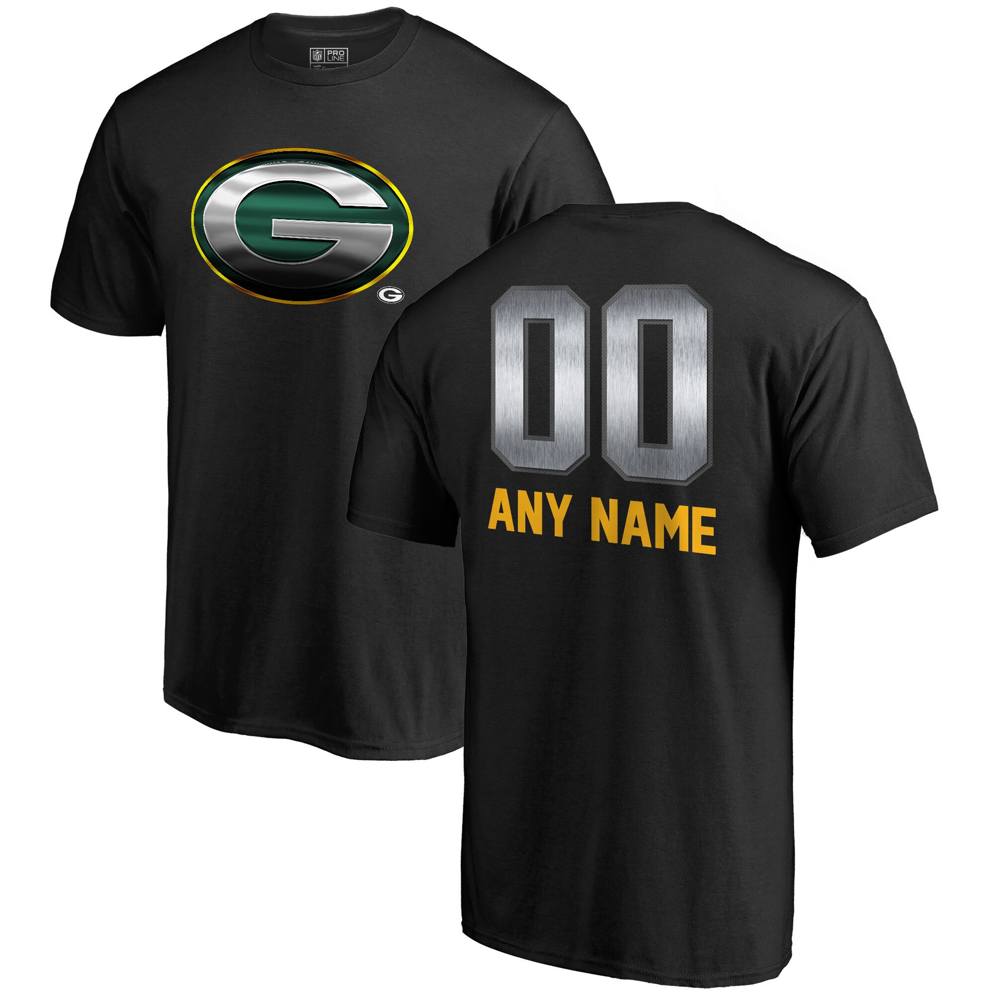 Men's Green Bay Packers NFL Pro Line by Fanatics Branded Black Personalized Midnight Mascot T-Shi... | NFL Shop