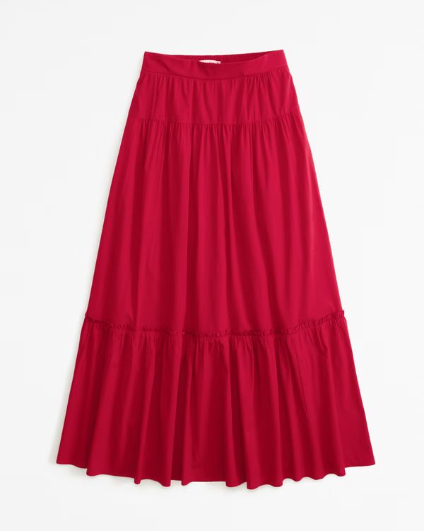 Women's Poplin Tiered Maxi Skirt | Women's New Arrivals | Abercrombie.com | Abercrombie & Fitch (US)