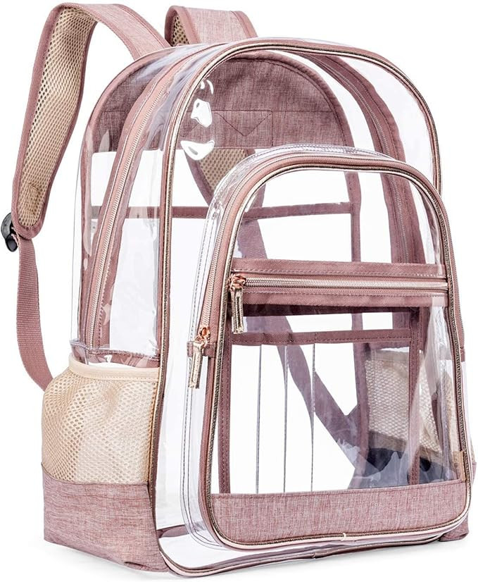 Heavy Duty Stylish Clear Backpack - 15L Large Transparent Bag with Adjustable Straps, Multiple Po... | Amazon (US)