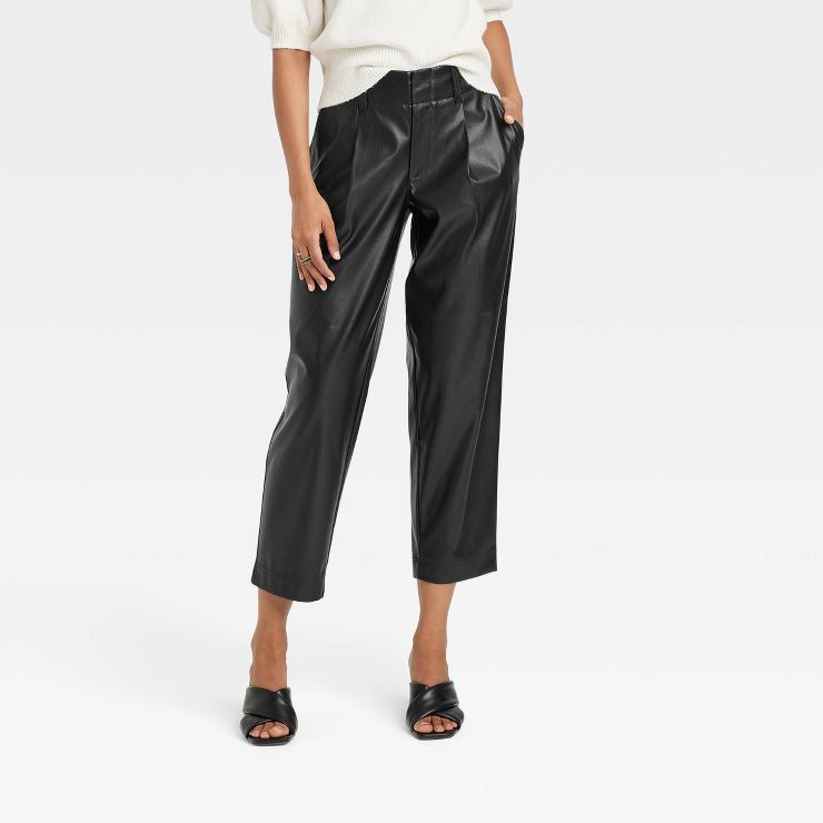 Women's High-Rise Faux Leather Tapered Ankle Pants - A New Day™ | Target