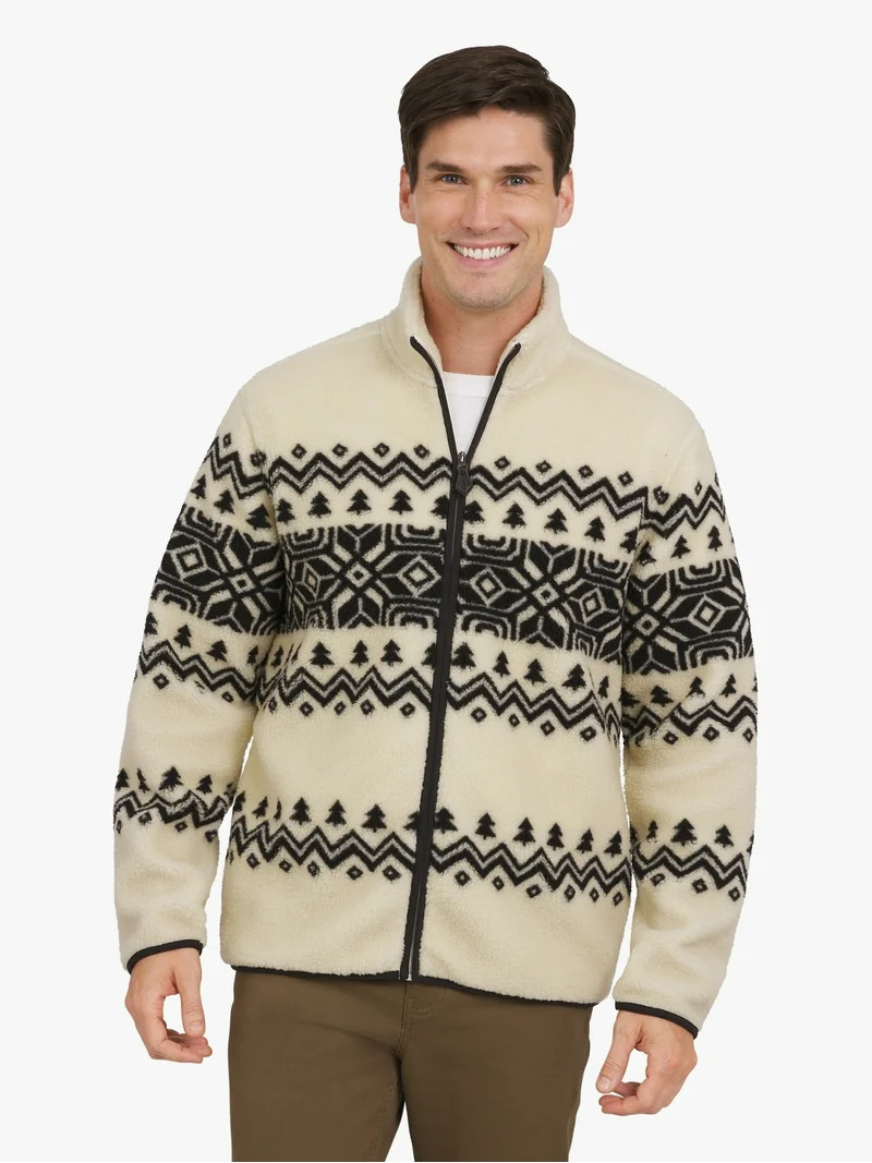 Chaps Men's & Big Men's High Pile Printed Plaid Sherpa Jacket, Sizes S-3XL | Walmart (US)