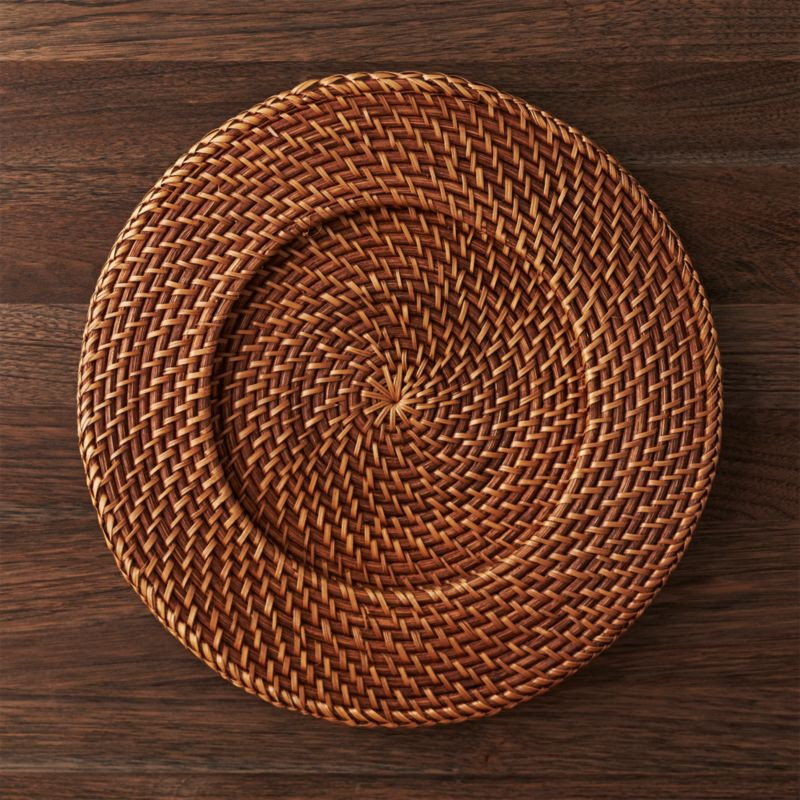 Artesia Honey Rattan Charger Plate + Reviews | Crate and Barrel | Crate & Barrel