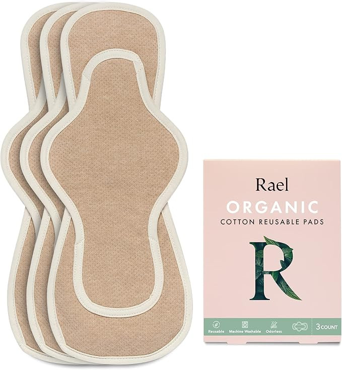 Rael Reusable Pads, Organic Cotton Cover Pad - Postpartum and Period Essential, Heavy Absorbency,... | Amazon (US)