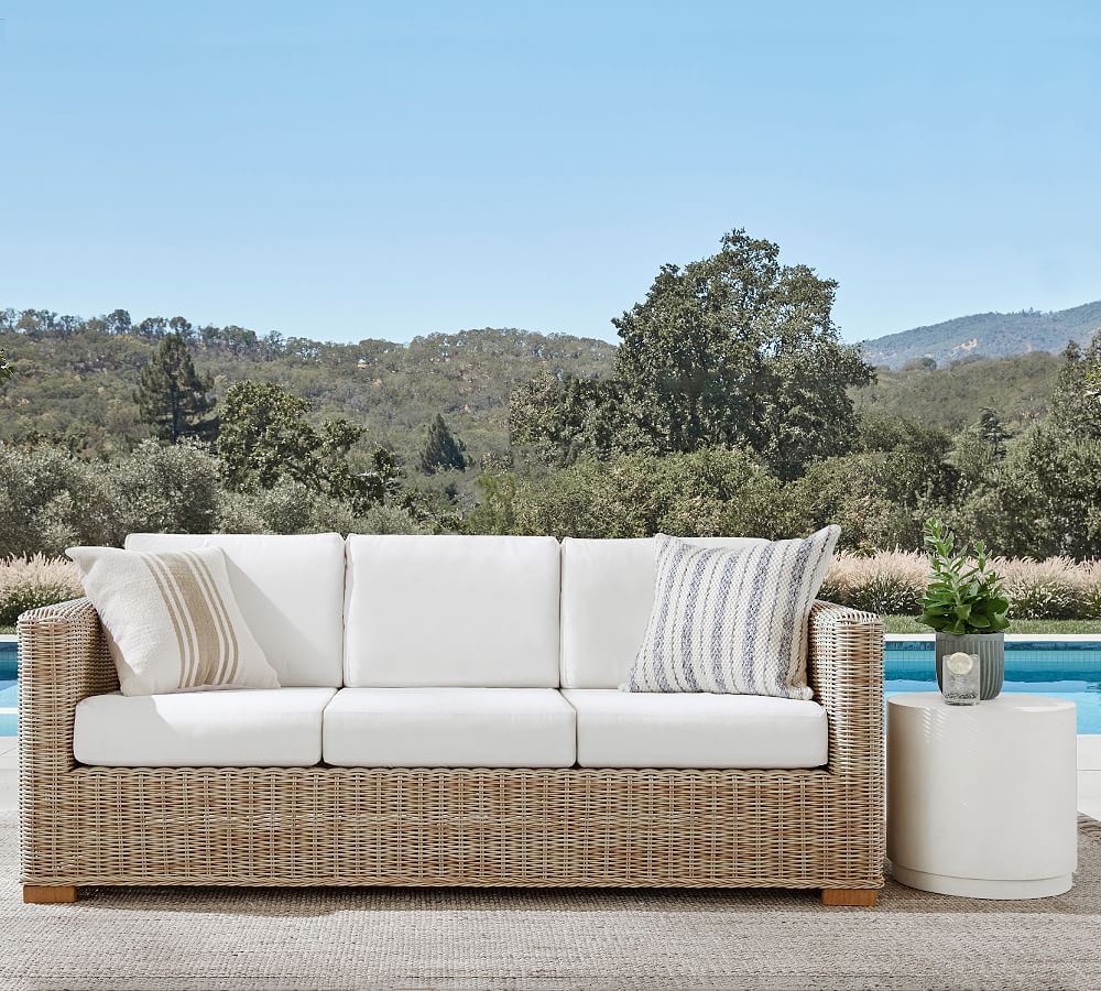 Huntington Wicker Square Arm Outdoor Sofa (81") | Pottery Barn (US)