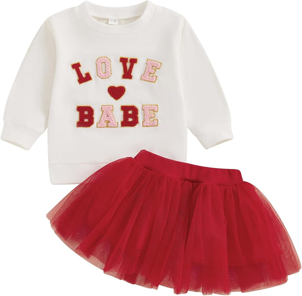 Bonangber Toddler Baby Girl Christmas Outfits Long Sleeve Crewneck Sweatshirt Pullover Tulle Dres... | Amazon (US)