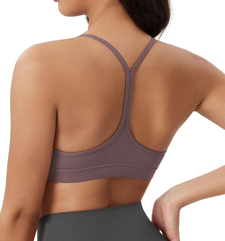 ODODOS Cloud Feeling Y Racerback Sports Bra for Women Wirefree Padded Strappy Yoga Bra | Amazon (US)