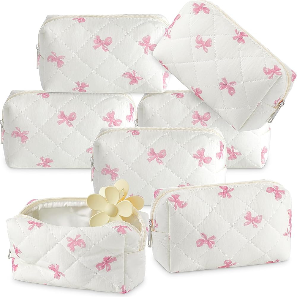 Paterr 6 Pcs Quilted Makeup Bag Bulk Women Girls Wedding Birthday Graduation Bridesmaid Gifts Cot... | Amazon (US)
