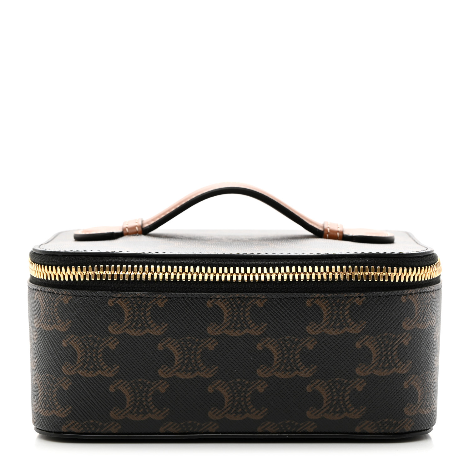Triomphe Canvas Calfskin Small Top Handle Toiletry Case Tan | FASHIONPHILE (US)
