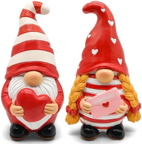 Uniboho Valentines Day Decor - Valentines Day Decorations - 2pcs Resin Valentines Day Gnomes with... | Amazon (US)