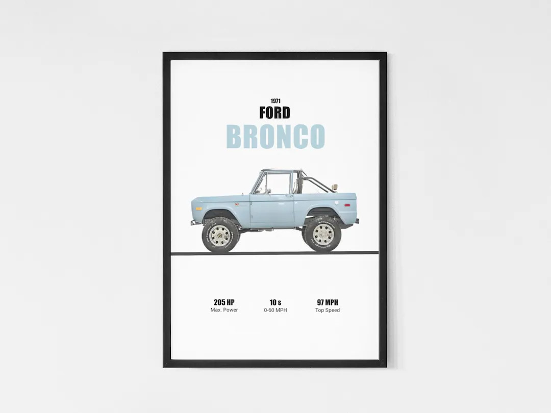Ford Bronco 1971 Wall Art Printable | Digital Download Poster Men Kids Boys Room Decor Vintage Ca... | Etsy (US)