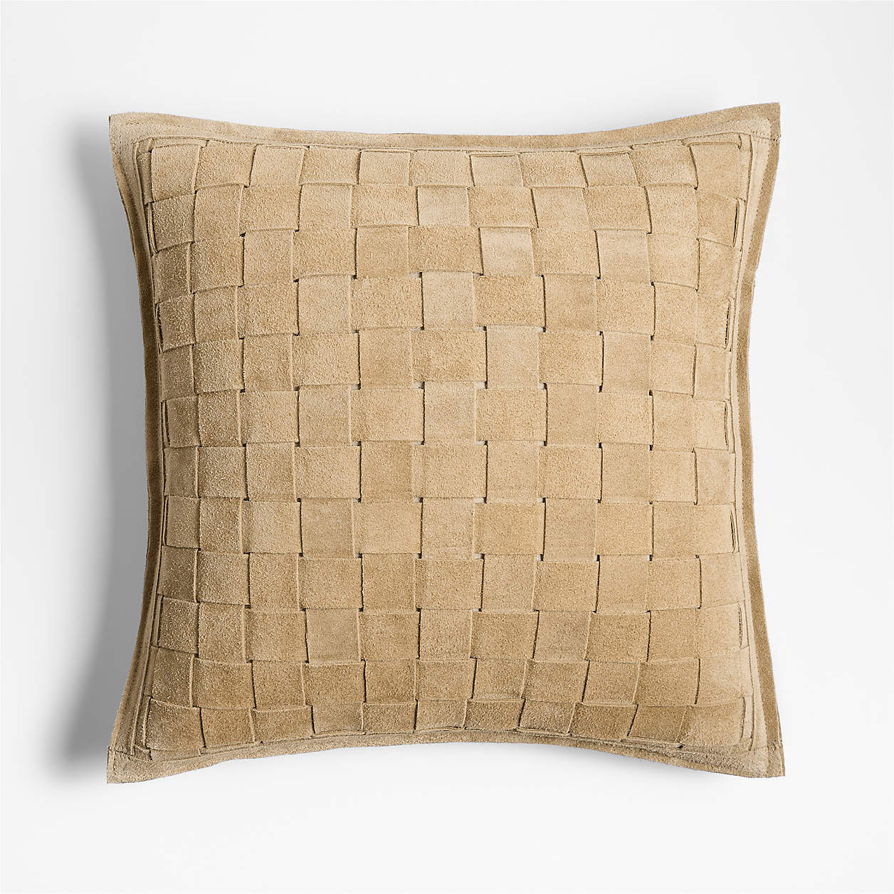 Hyde Woven Suede 20"x20" Camel Tan Throw Pillow Cover + Reviews | Crate & Barrel | Crate & Barrel