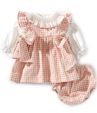 Edgehill Collection Baby Girls Long Sleeve Check Side-Bow Dress | Dillard's | Dillard's