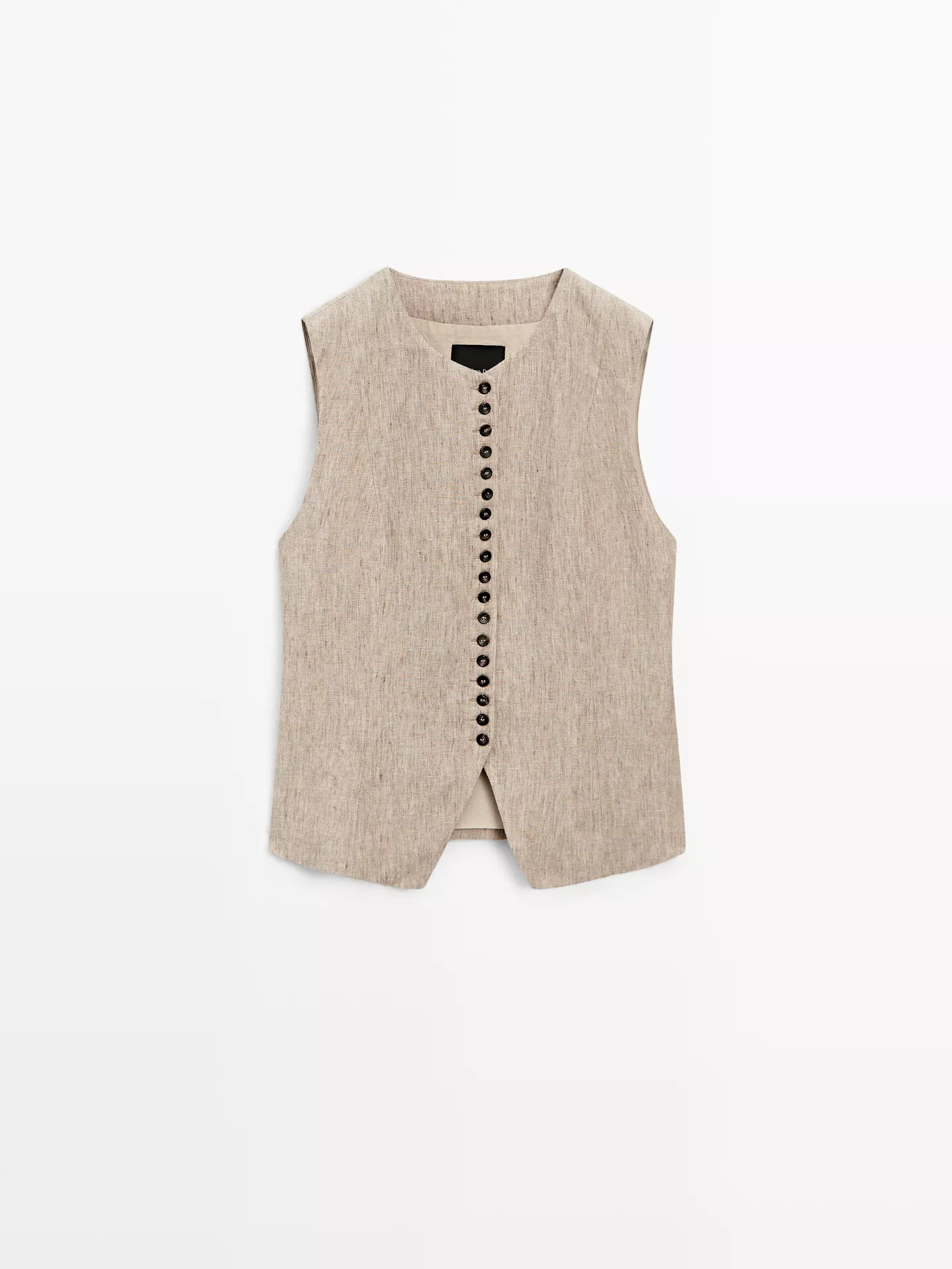 Linen melange waistcoat with buttons | Massimo Dutti US