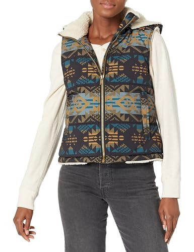 Pendleton Women's Cedar-Sherpa Lined Vest, Journey West Black Blue, X-Small | Amazon (US)