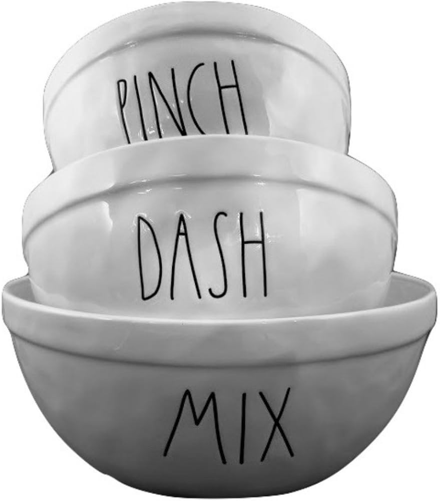 Rae Dunn Set of 3 Nesting Mixing Ceramic Bowls - Pinch, Dash, Mix | Amazon (US)