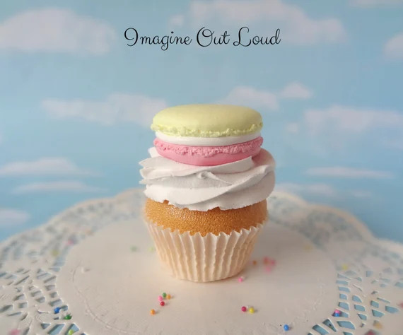 Fake Cupcake Pink Lemonade Macaron Decor Fake Food Kitchen Display | Etsy (US)