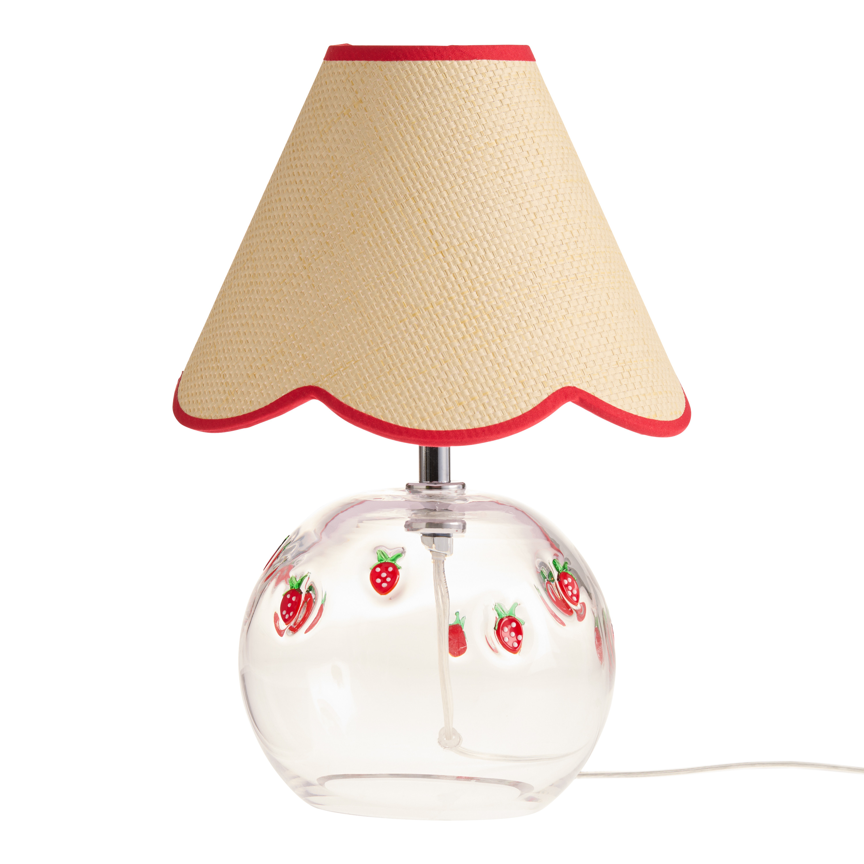 Charm Strawberry Inlay Glass Orb Scalloped Shade Table Lamp | World Market