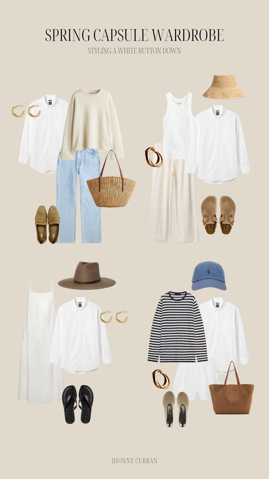 Spring capsule wardrobe: how to style a white button down! Capsule wardrobe, vacation outfit, spring outfit.

#LTKItBag #LTKStyleTip #LTKShoeCrush