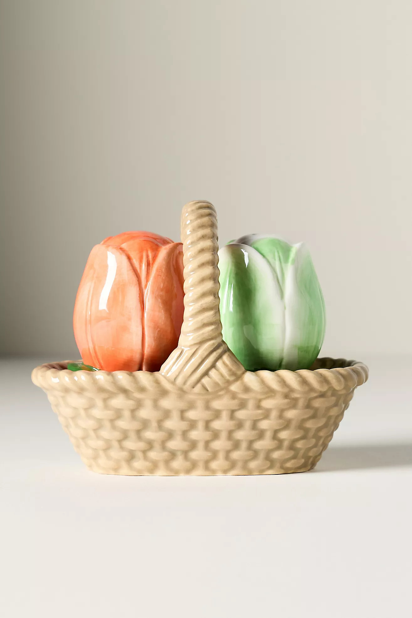 Louise Stoneware Salt & Pepper Shakers in Basket | Anthropologie (US)