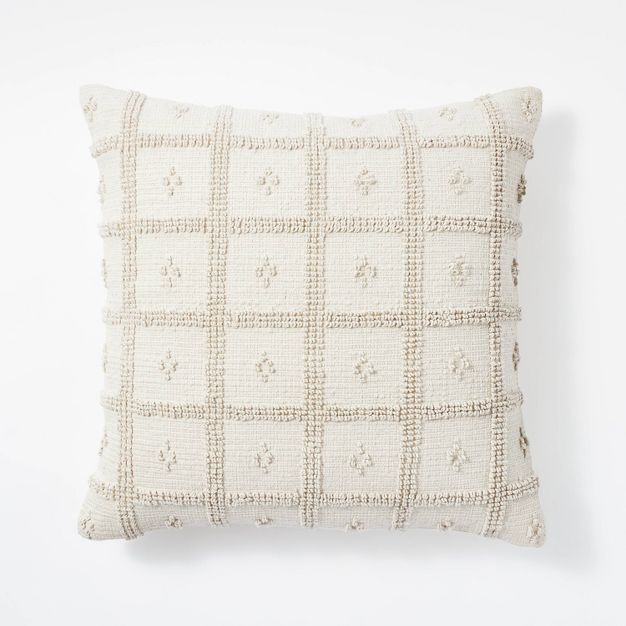 Woven Cotton Tufted Square Throw Pillow Cream - Threshold™ designed with Studio McGee | Target