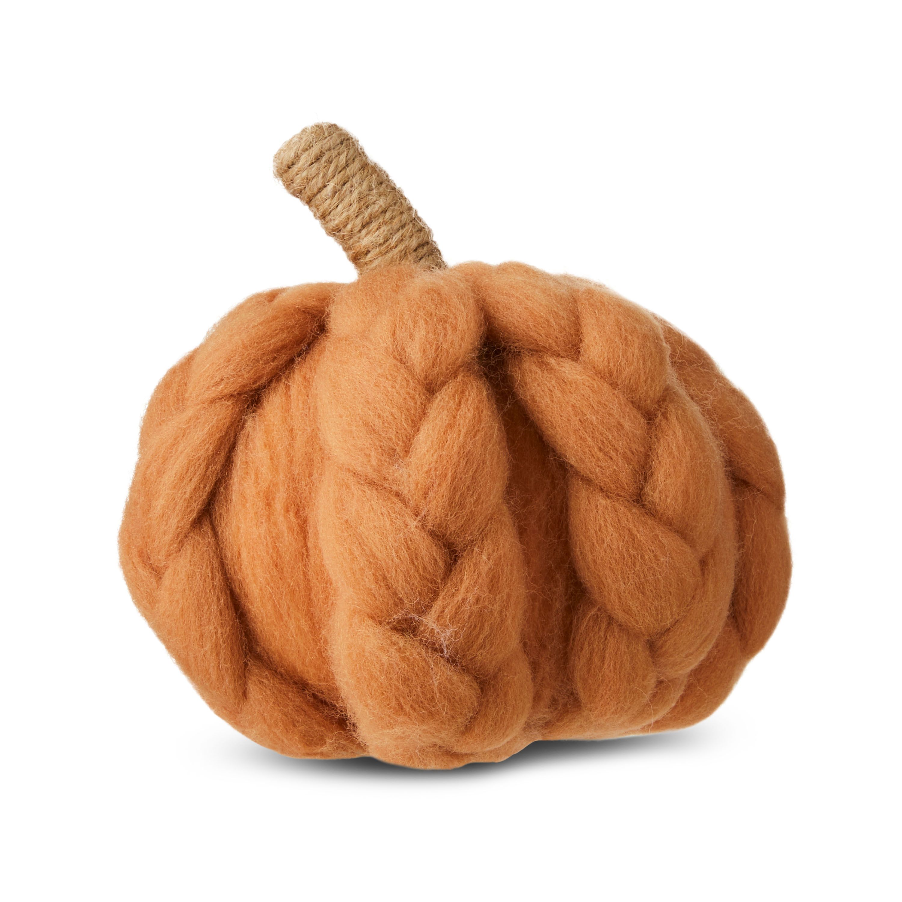 Harvest Orange Wool Braided Pumpkin Tabletop Decoration, 5.5 in, by Way To Celebrate - Walmart.co... | Walmart (US)