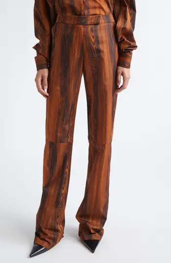 JULIE KEGELS Po Wood Print Straight Leg Pants in Light Brown at Nordstrom Rack, Size 2 Us / 34 Eu | Nordstrom Rack